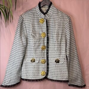 MAGGIE SWEET Tweed Blazer with Gold Accents –Aybar’s Glamour Edit